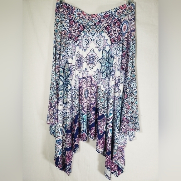 Chico's Asymetrical Multicolored Artsey Bohemian Skirt Sz Chicos 1P/SP - Picture 2 of 8